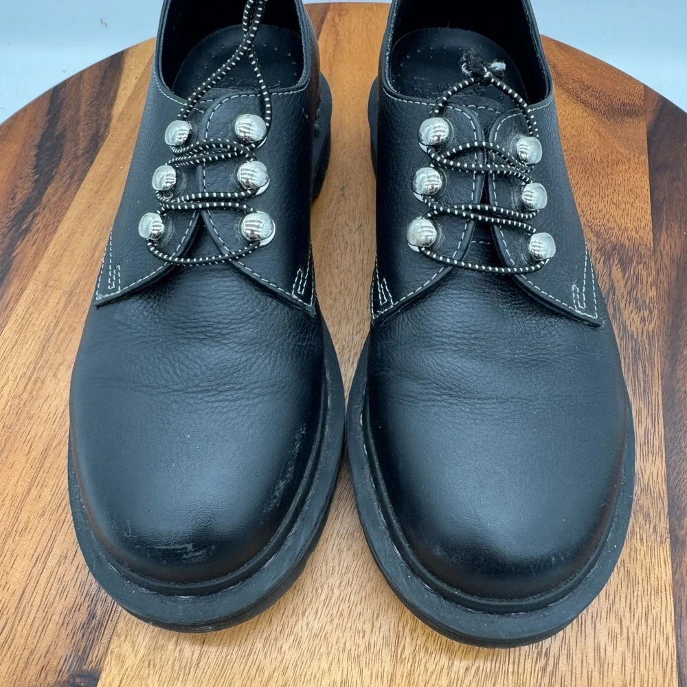 Dr. Martens Leather Platform Shoes Womens 8 Black Air Wair 1461 HDW